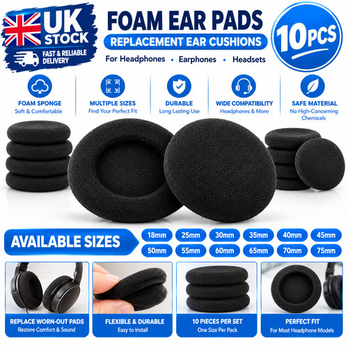 50mm ear pads replacement foam - 50mm,